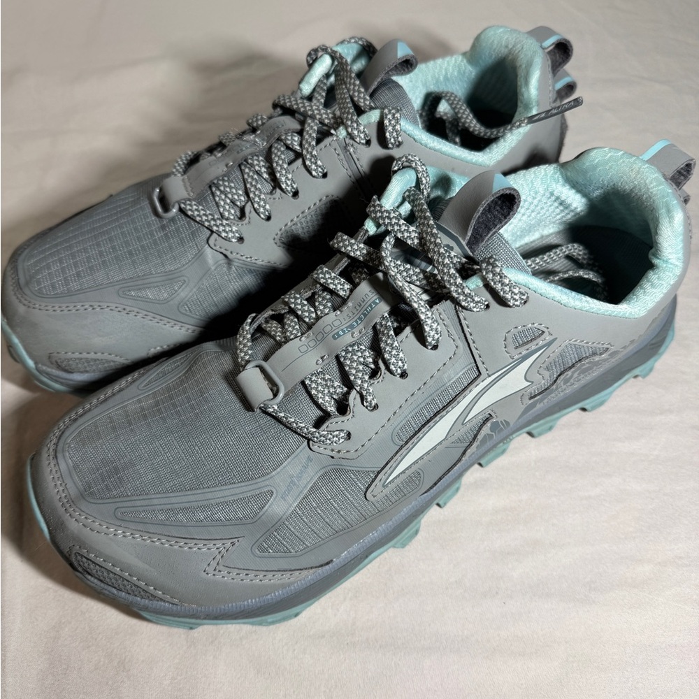 Altra Gray and Light Blue, Lone Peak 4.5 Athletic/Hiking Shoes